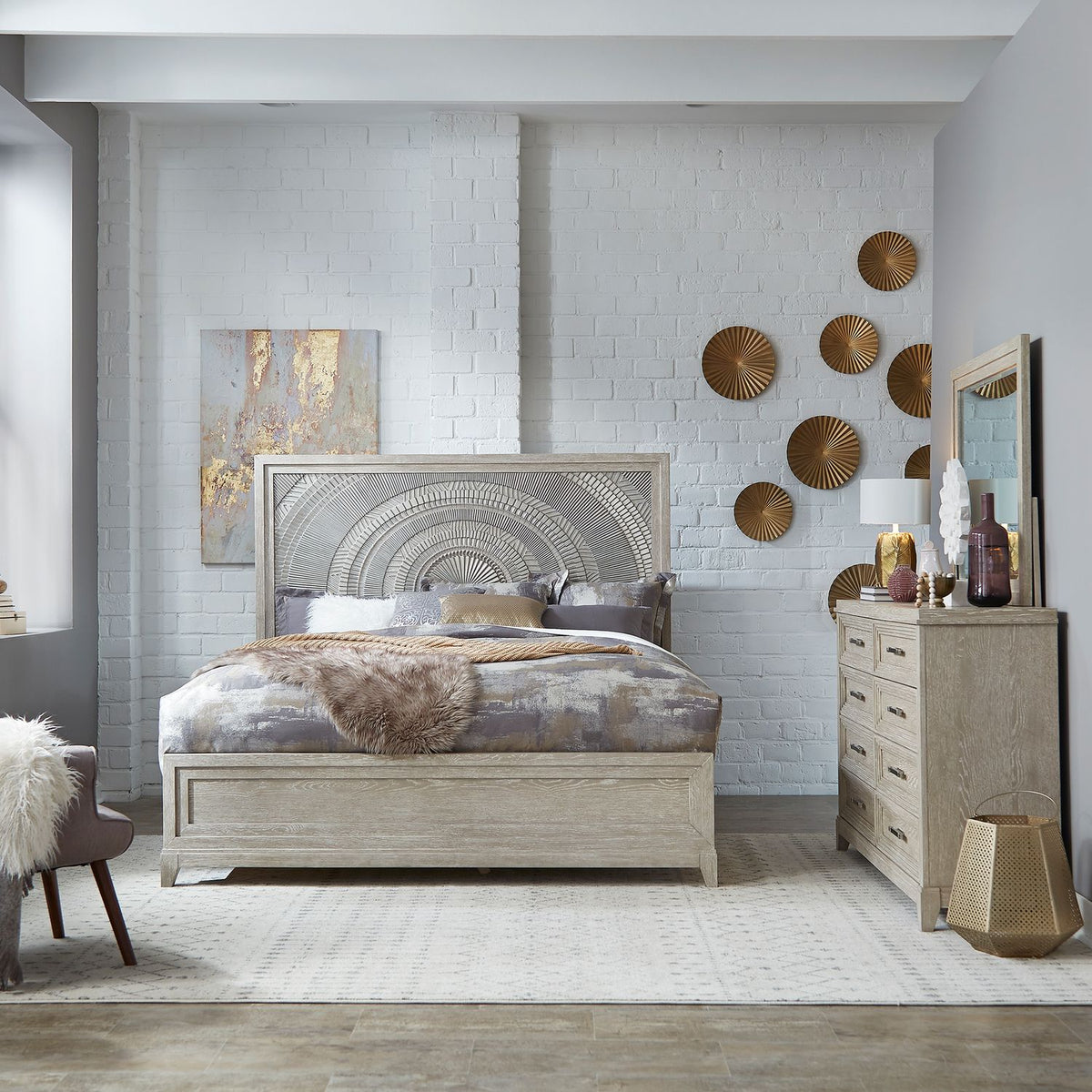 902-BR-CPBDM - King California Panel Bed, Dresser & Mirror - Liberty Furniture