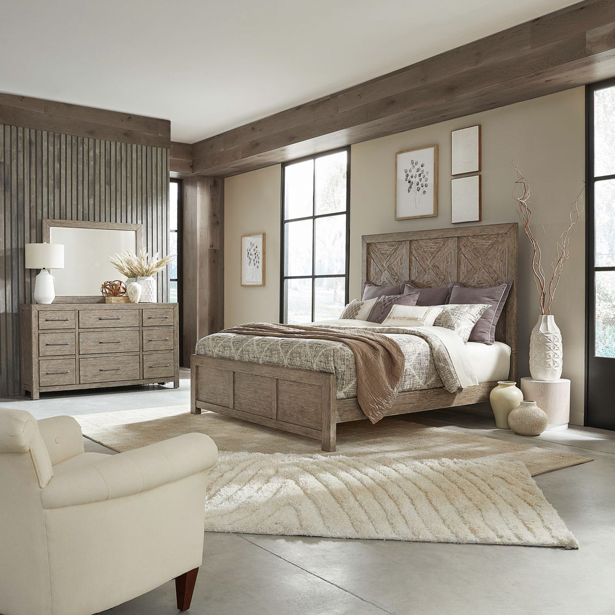 906-BR-KPBDM - King Panel Bed, Dresser & Mirror - Liberty Furniture