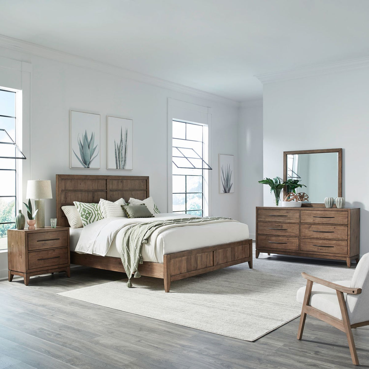 936-BR-KPBDMN - King Panel Bed, Dresser & Mirror, Night Stand - Liberty Furniture