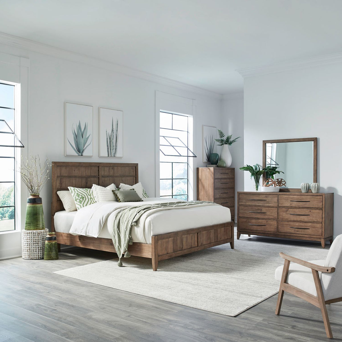936-BR-QPBDMC - Queen Panel Bed, Dresser & Mirror, Chest - Liberty Furniture