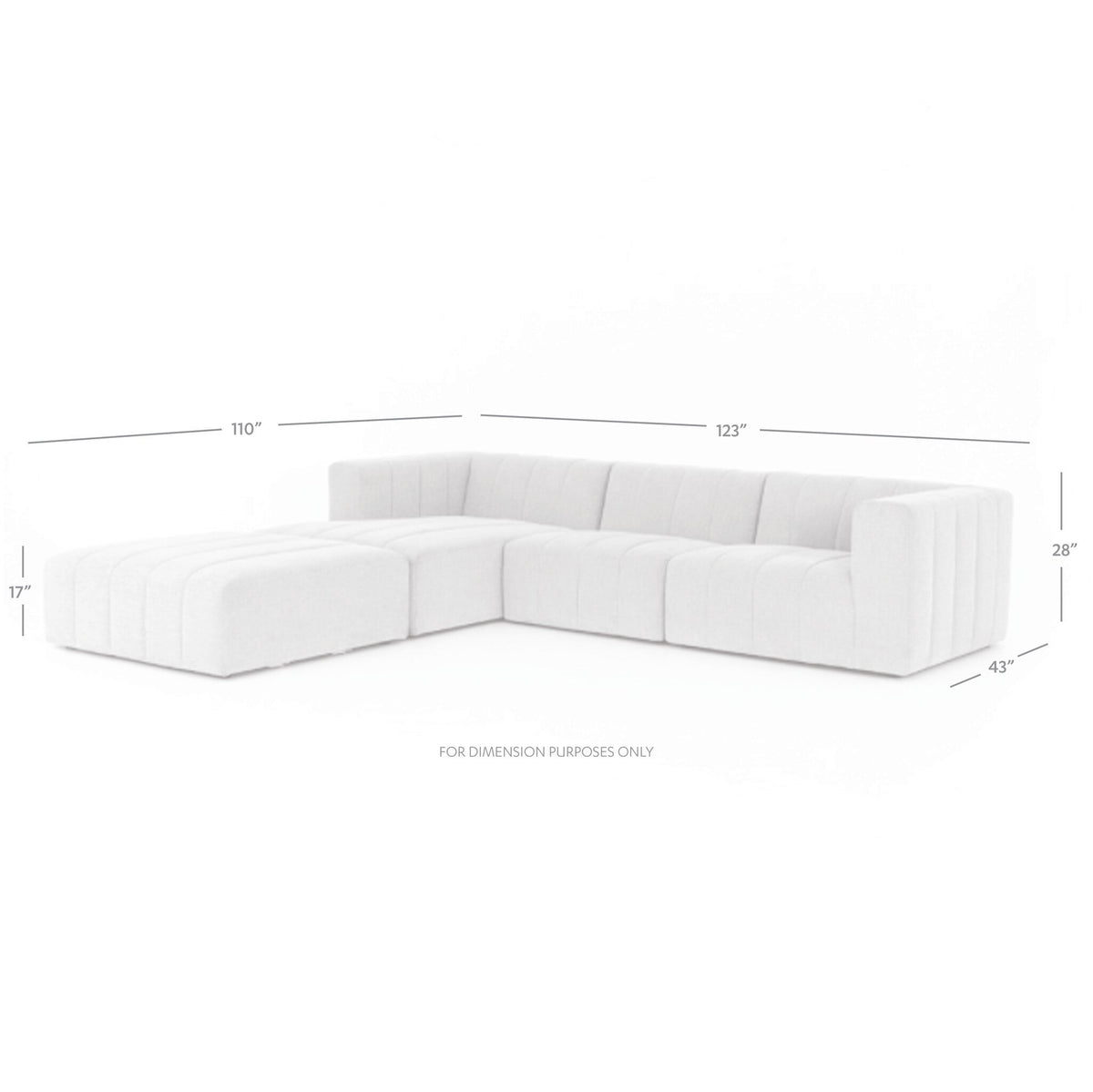 Langham Channeled 3pc Laf Sectional W/ Ottoman