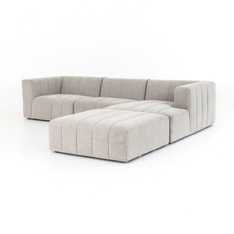 Langham Channeled 3pc Raf Sectional W/ Ottoman