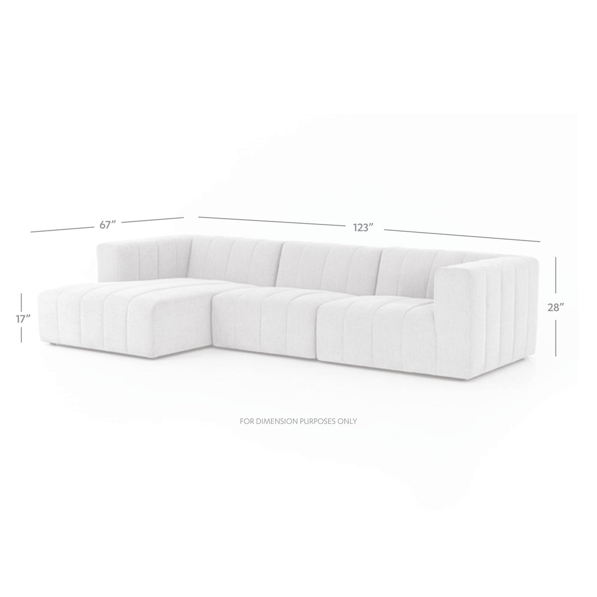 Langham Channeled 3pc Sectional-Laf Chaise