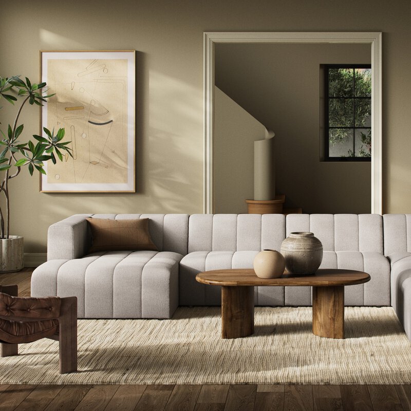 Langham Channeled 6pc Laf Chaise Sectional