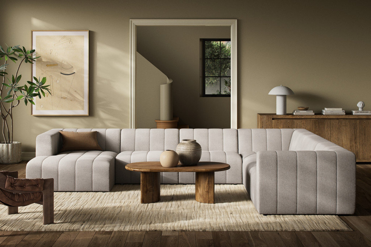 Langham Channeled 6pc Laf Chaise Sectional