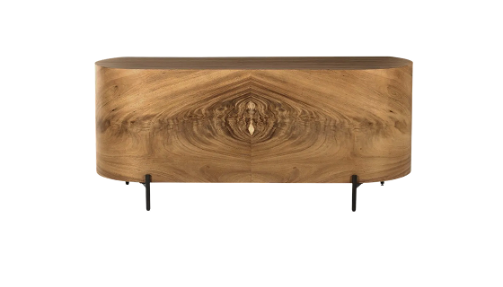 a wooden table with metal legs