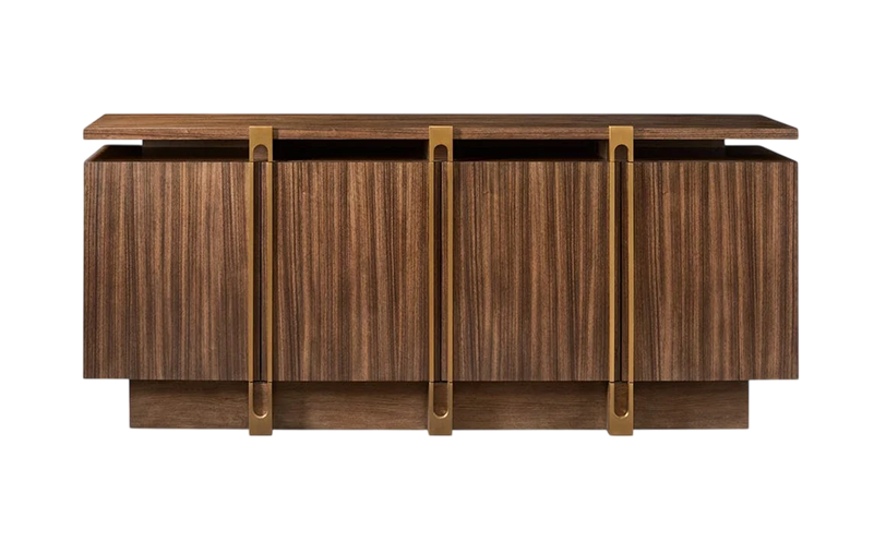 a wooden cabinet with three doors
