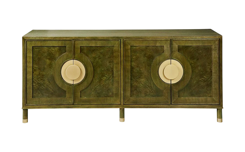 a green and gold cabinet
