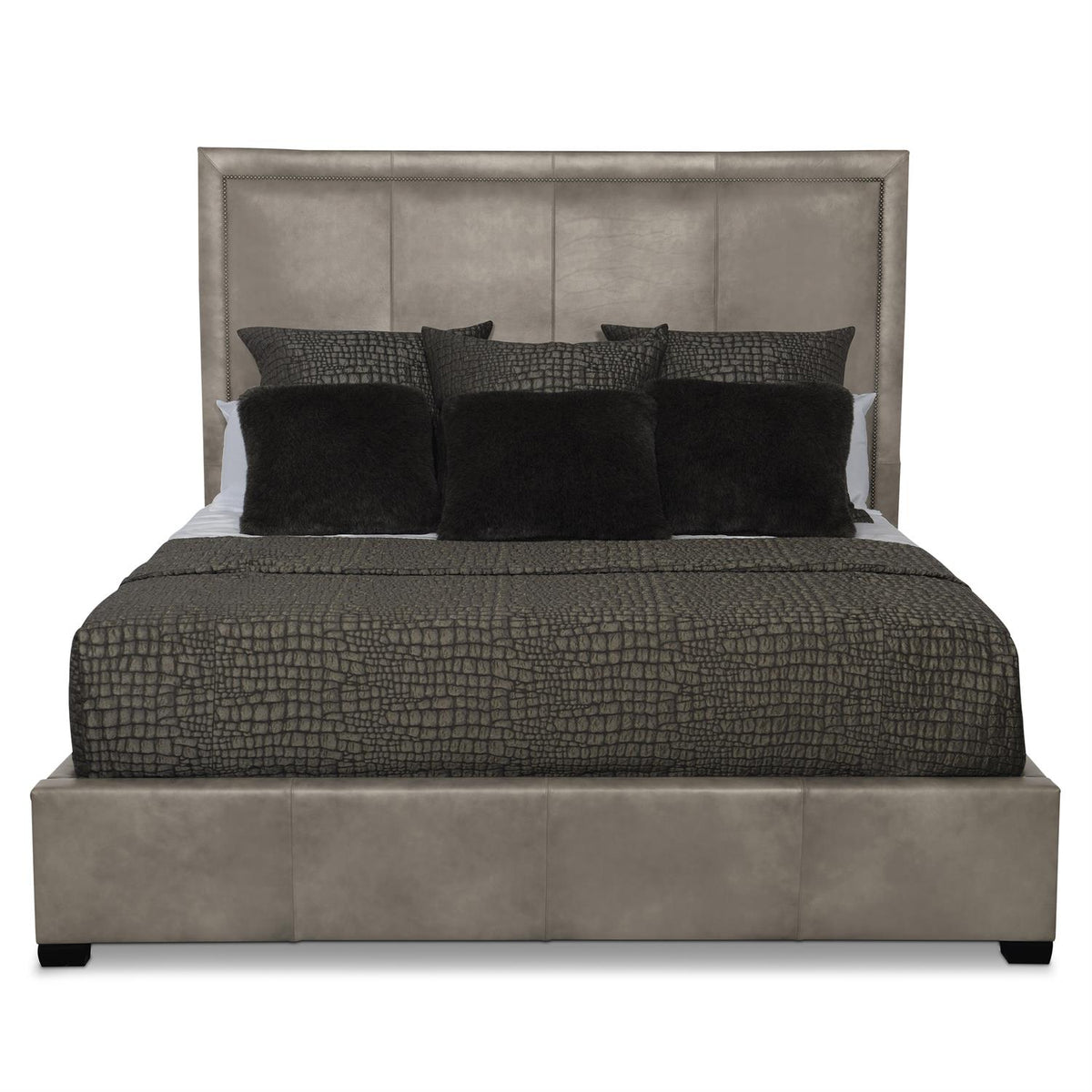 Morgan Leather Panel Bed King (64" H)