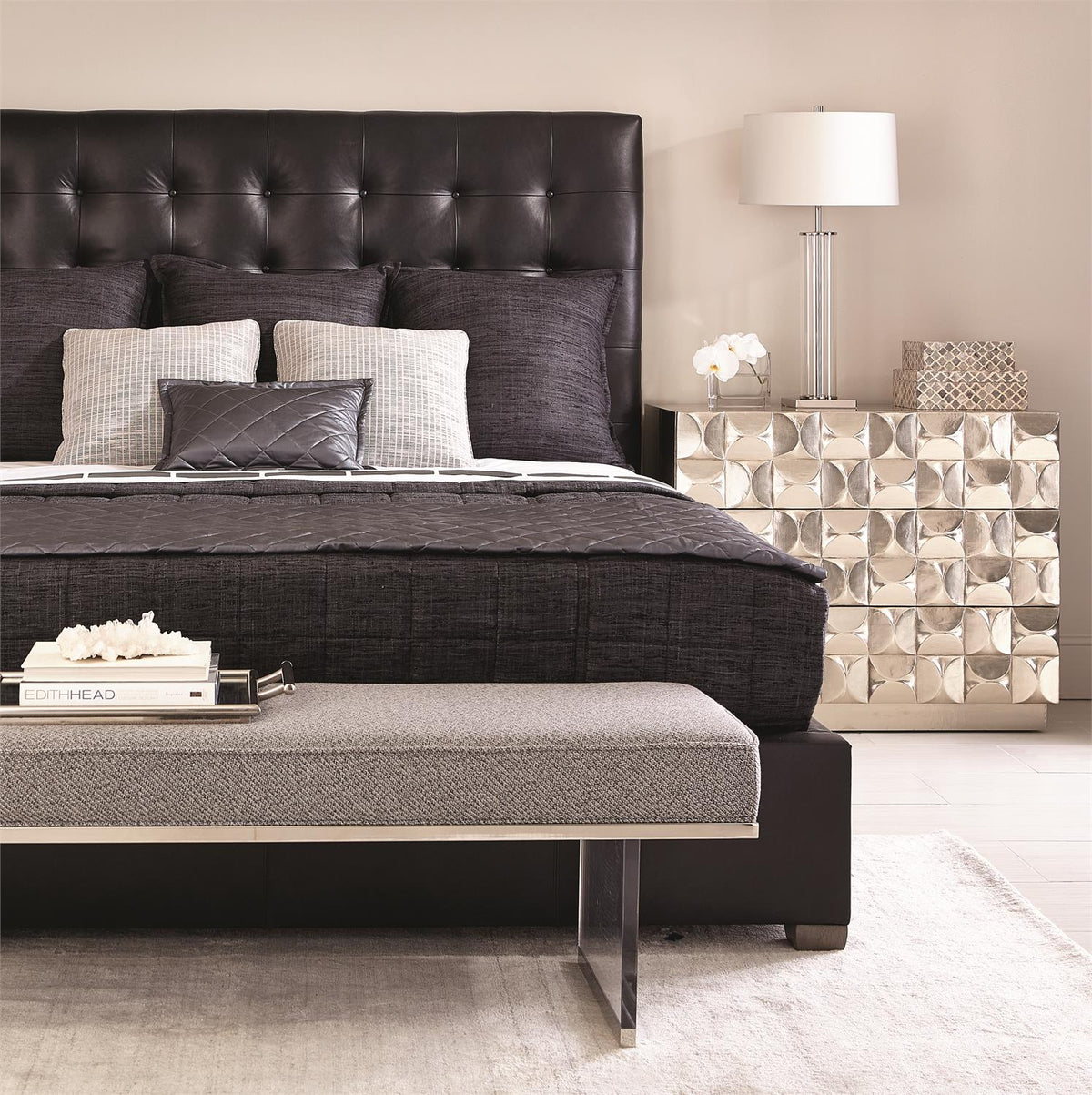 Avery Leather Panel Bed Queen (66.00" H)