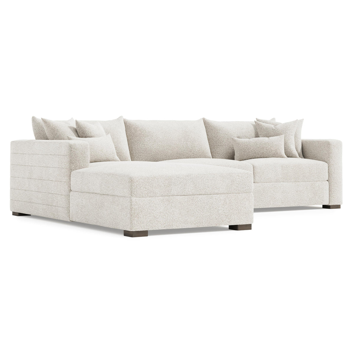 Helena Fabric Sectional Wood Foot