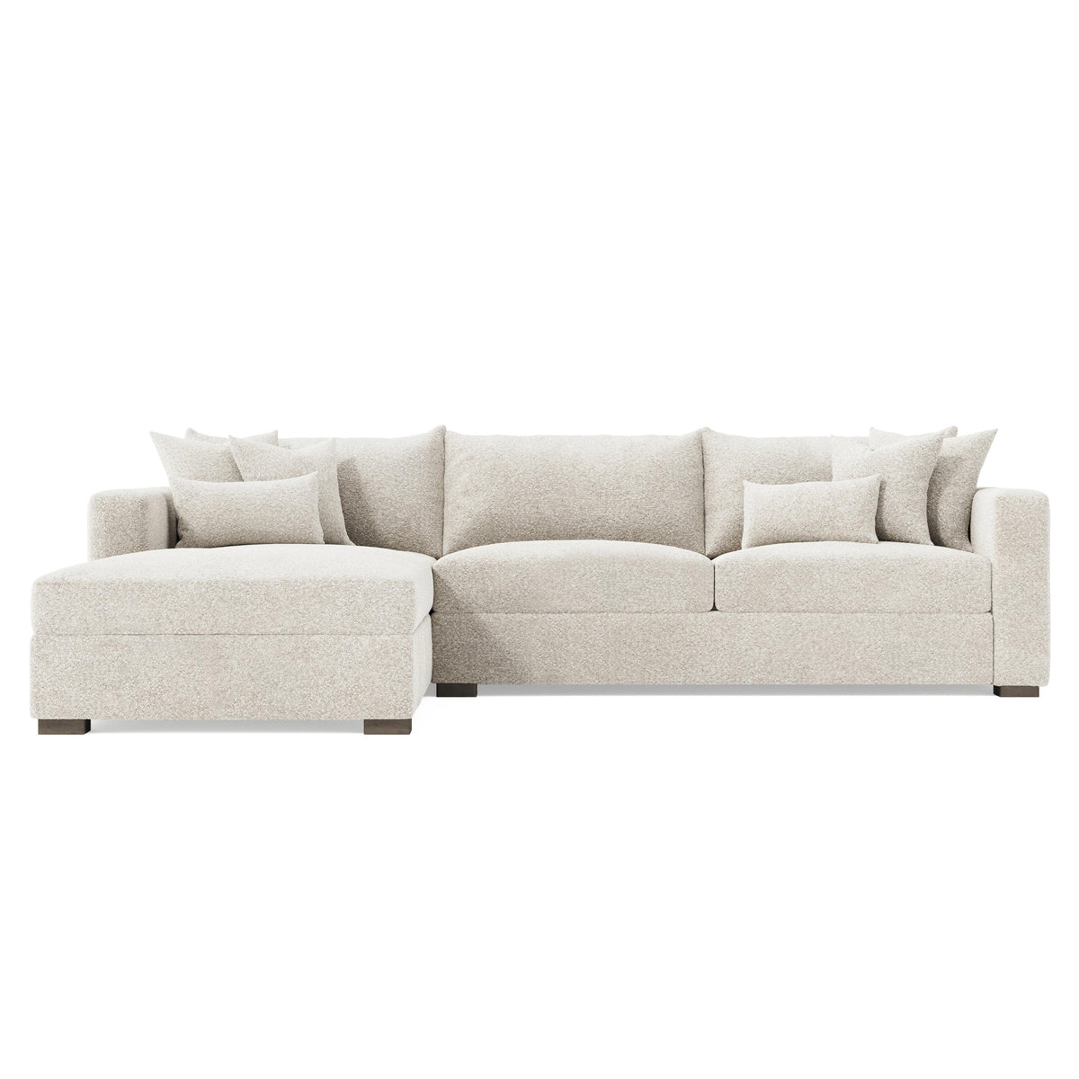 Helena Fabric Sectional Wood Foot