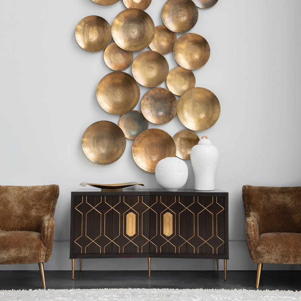 Aitana Metal Wall Decor - Antique Brass, S/3