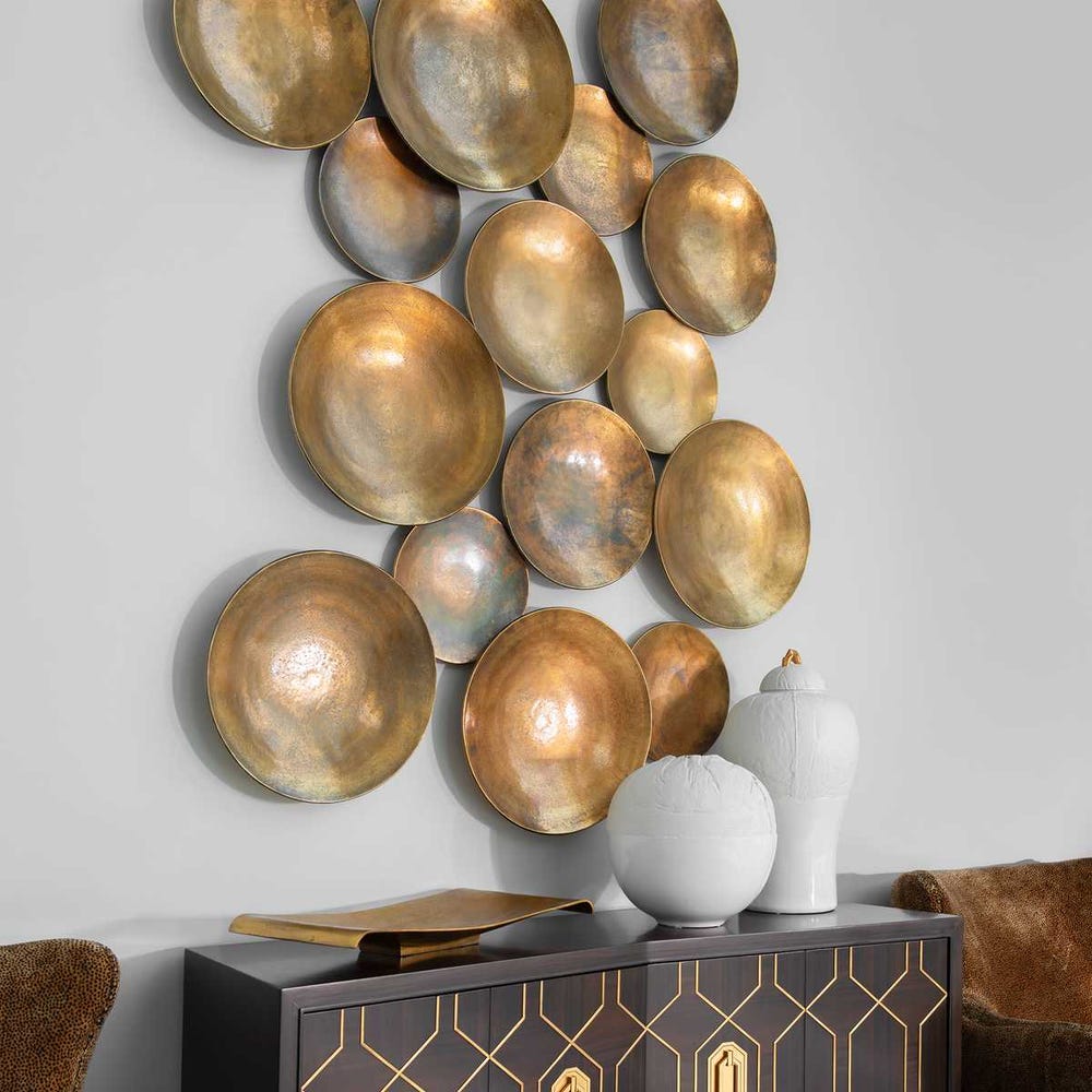Aitana Metal Wall Decor - Antique Brass, S/3