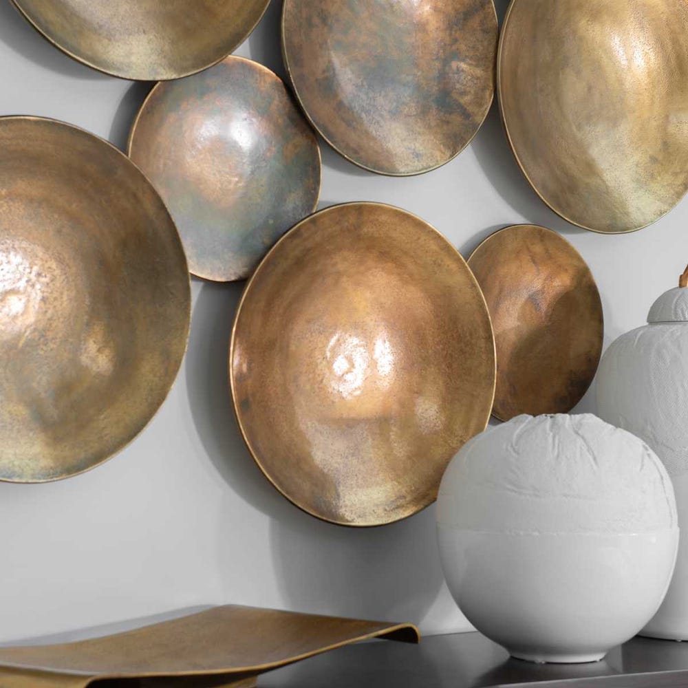 Aitana Metal Wall Decor - Antique Brass, S/3
