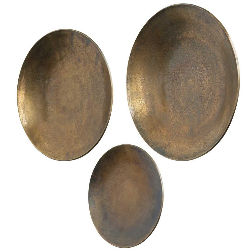 Aitana Metal Wall Decor - Antique Brass, S/3