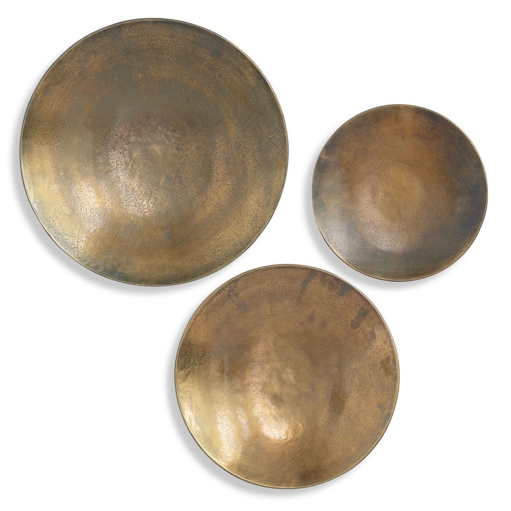Aitana Metal Wall Decor - Antique Brass, S/3