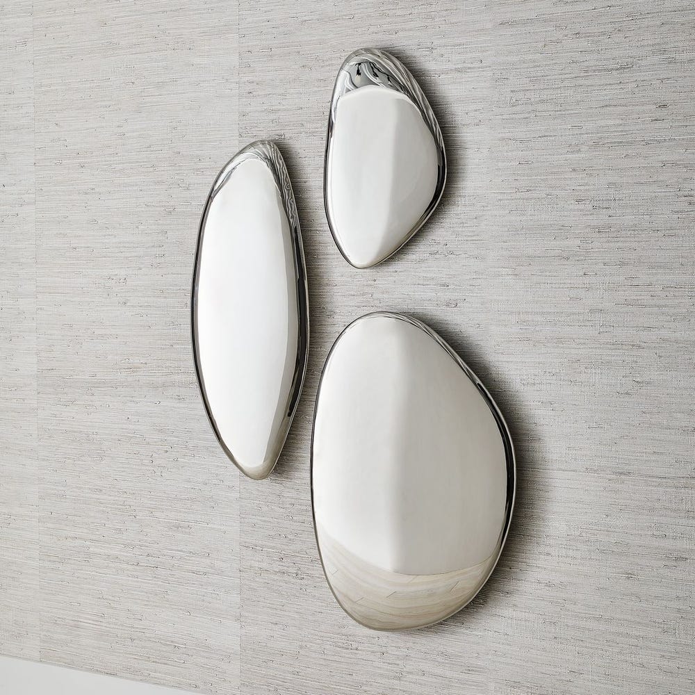 Jelly Bean Wall Sculpture - 42x18 Silver