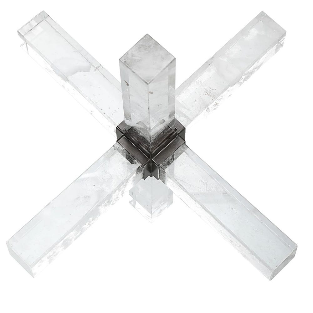 Double Cross Sculpture - Faux Quartz Crystal