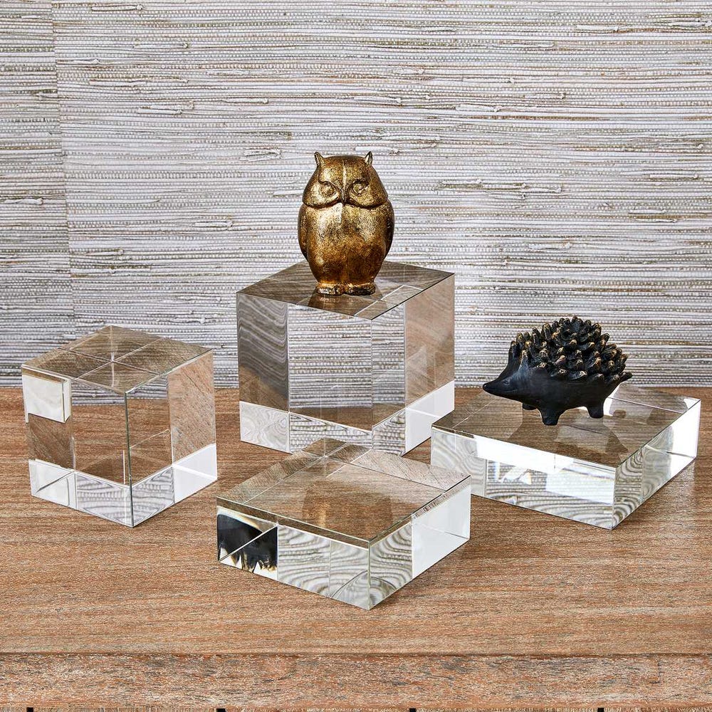 Square Risers/Sculptures, S/2 - Crystal