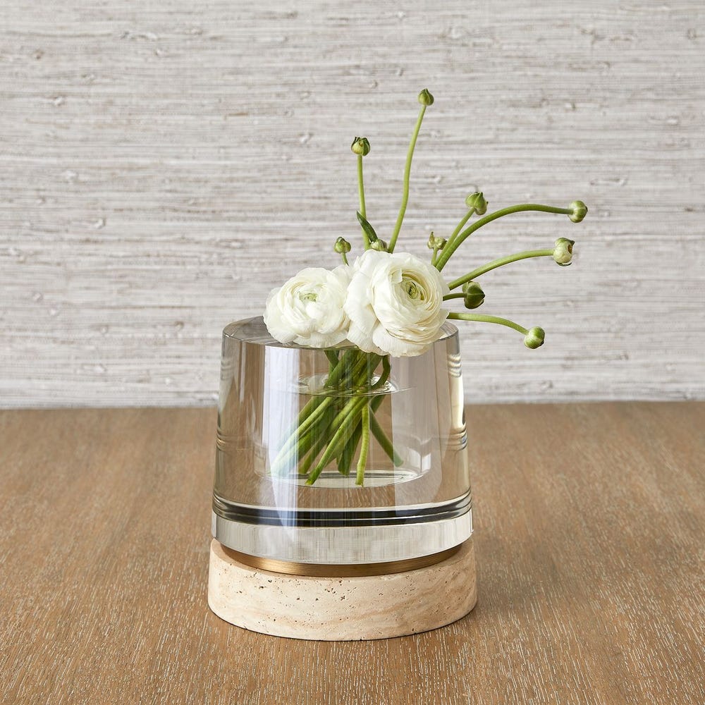 Optic Candleholder/Vase - Travertine