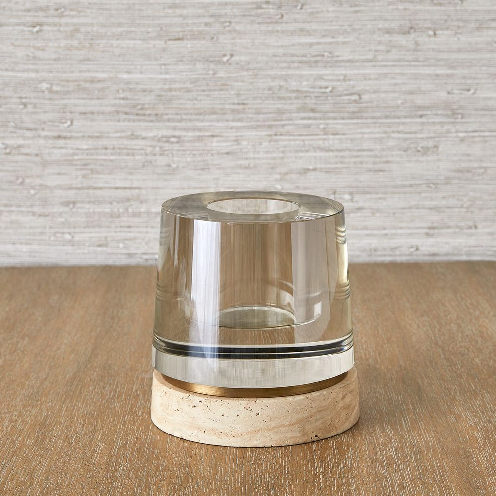 Optic Candleholder/Vase - Travertine