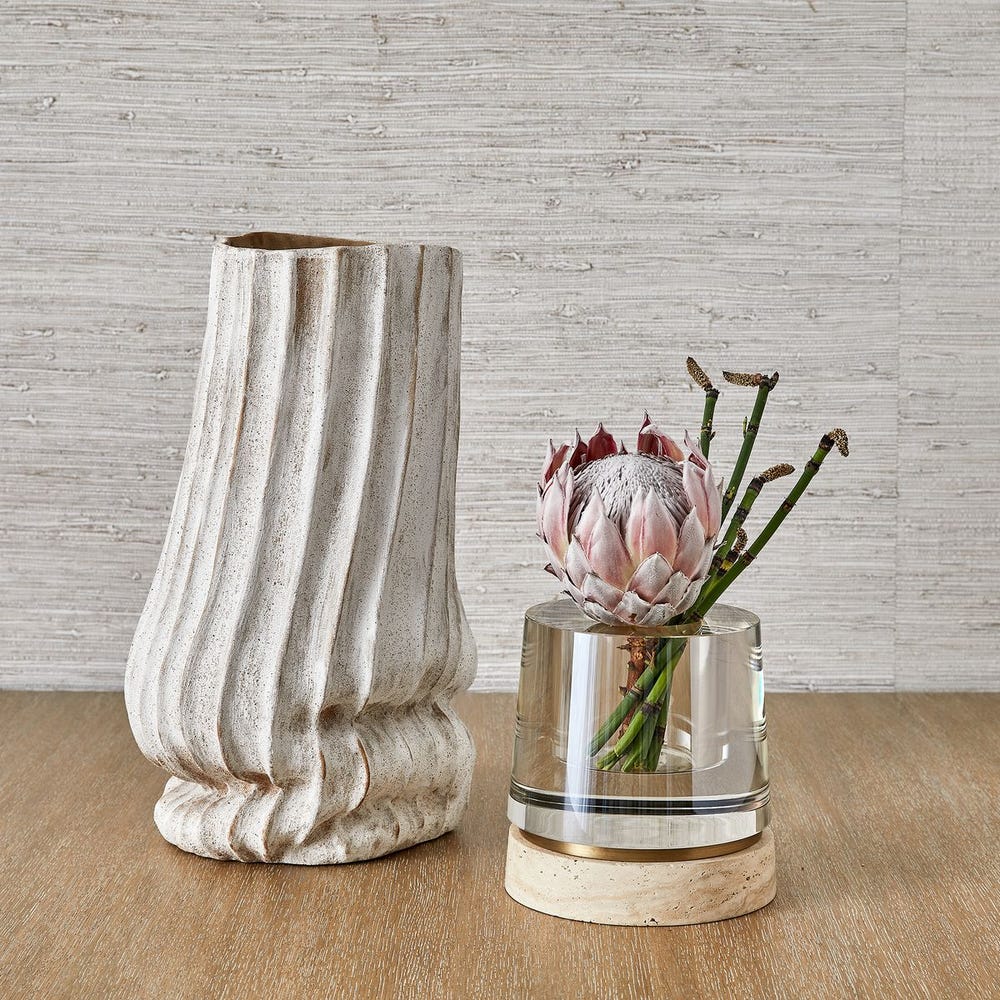Optic Candleholder/Vase - Travertine