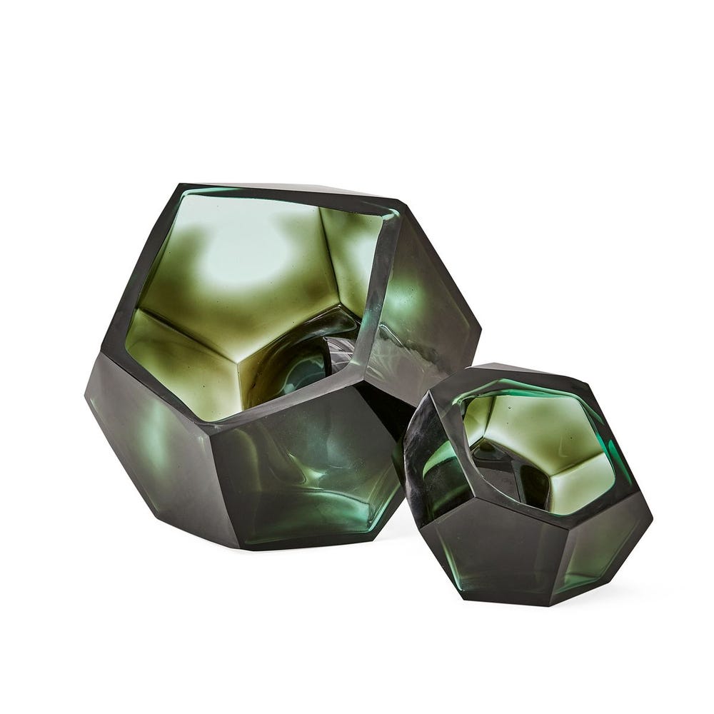 Emerald Short Vases, S/2