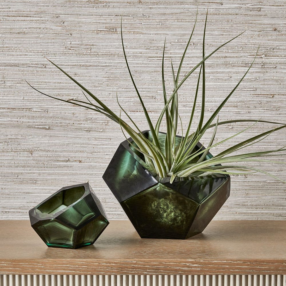 Emerald Short Vases, S/2
