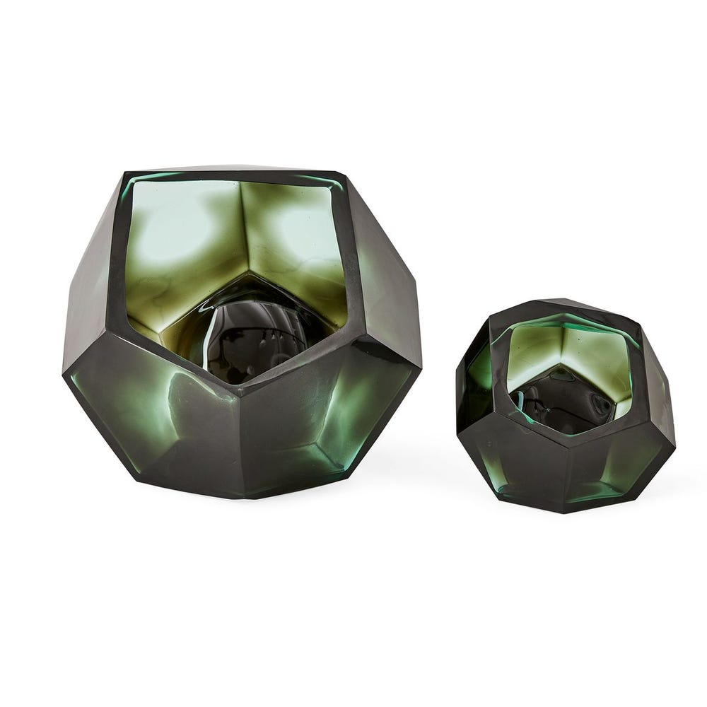 Emerald Short Vases, S/2