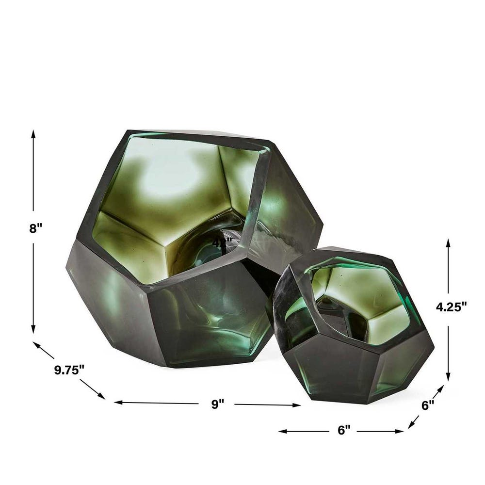Emerald Short Vases, S/2
