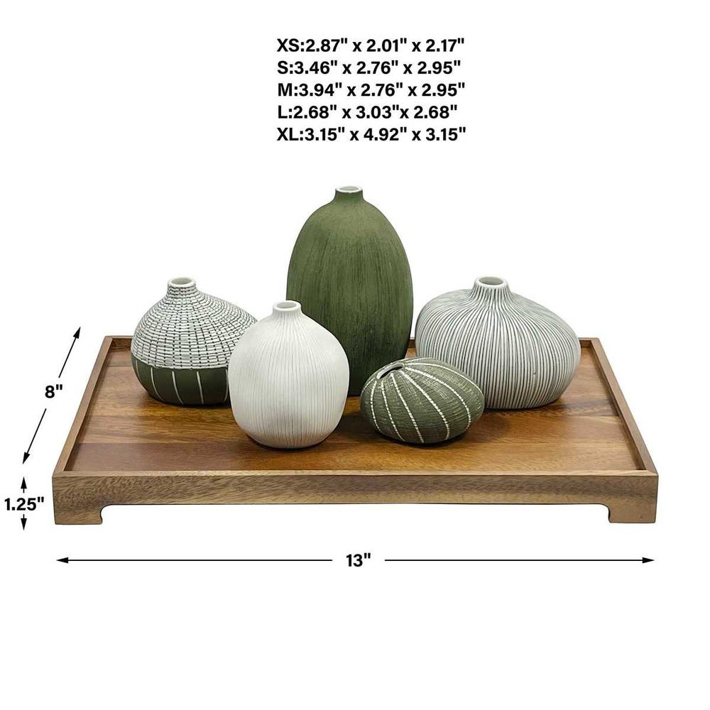 Nestling Vases - Forest, S/5 Plus Tray