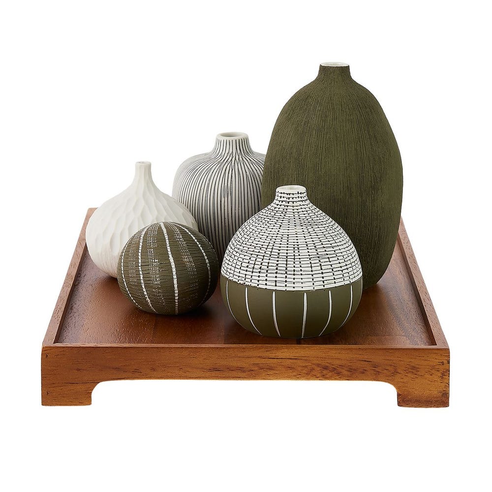 Nestling Vases - Forest, S/5 Plus Tray