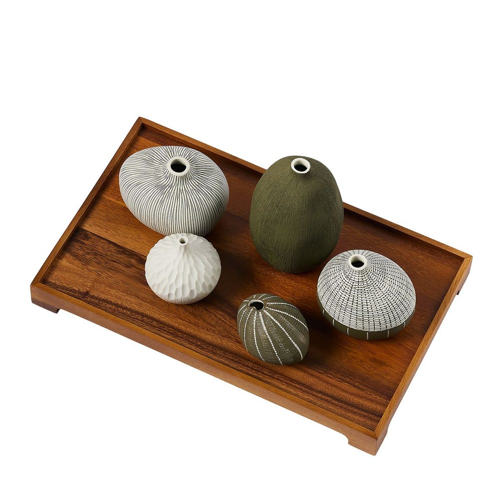 Nestling Vases - Forest, S/5 Plus Tray