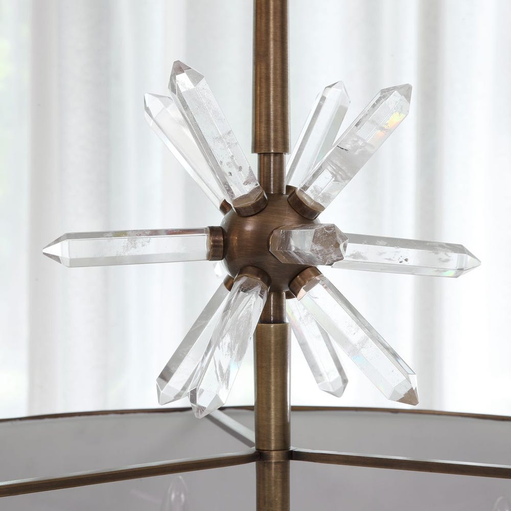 Star Quartz, 6 Lt Pendant - Antique Brass