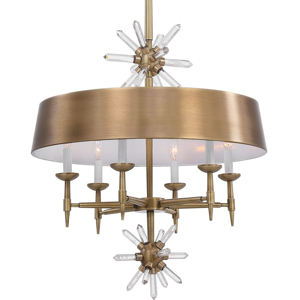 Star Quartz, 6 Lt Pendant - Antique Brass