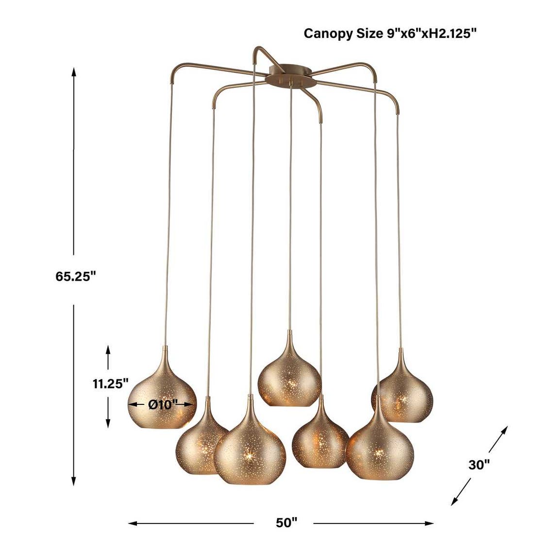 Golden Onion, 7 Lt Chandelier