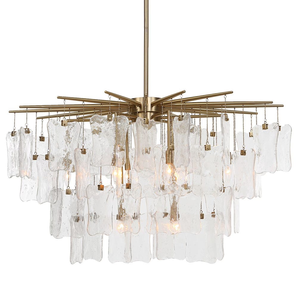Seeded Shield, 8 Lt Chandelier - Clear