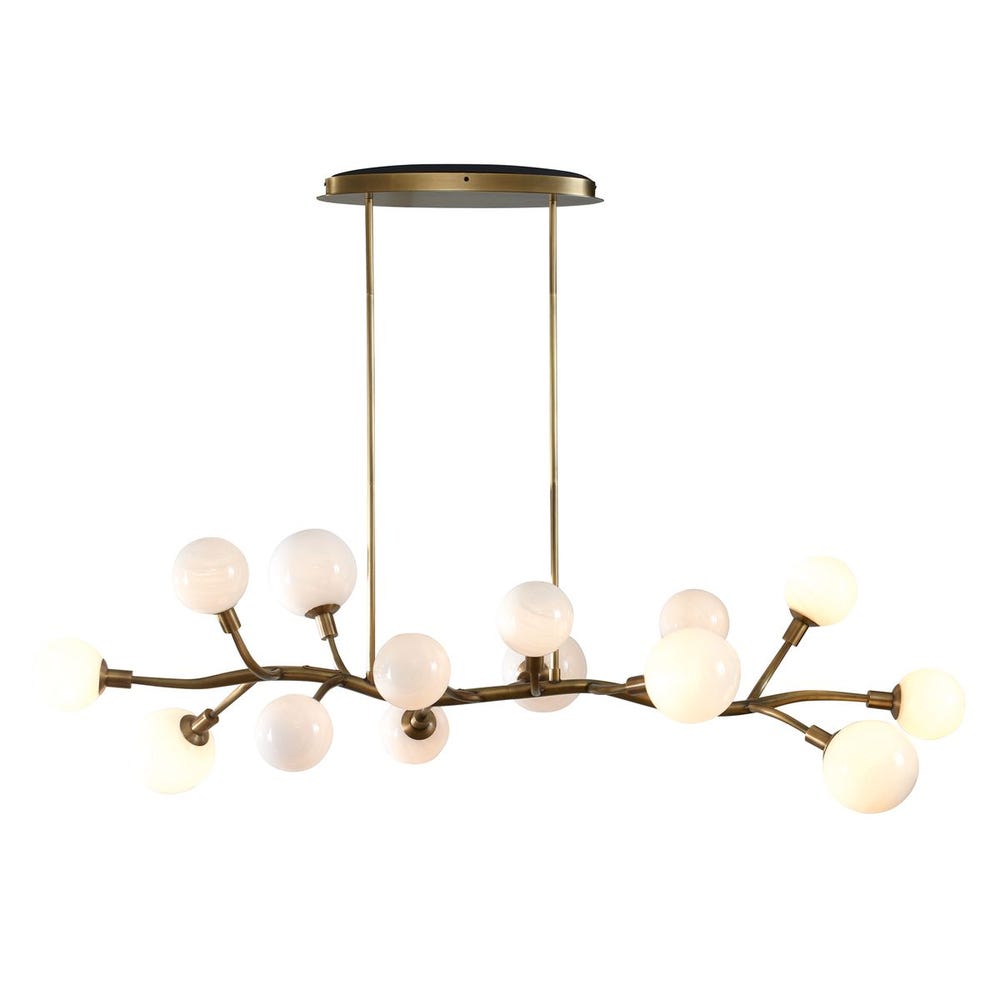 Meandering, 14 Lt Pendant - Brass