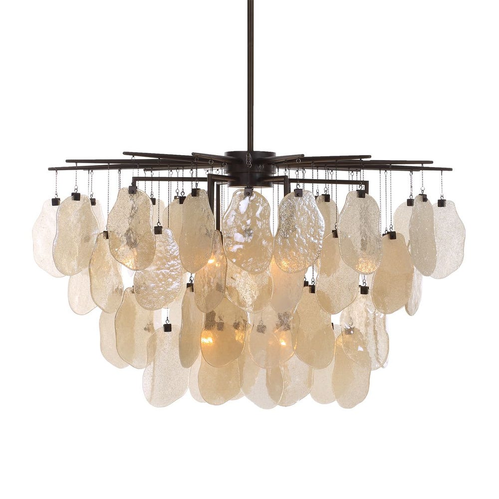 Seeded Shield, 8 Lt Chandelier - Champagne