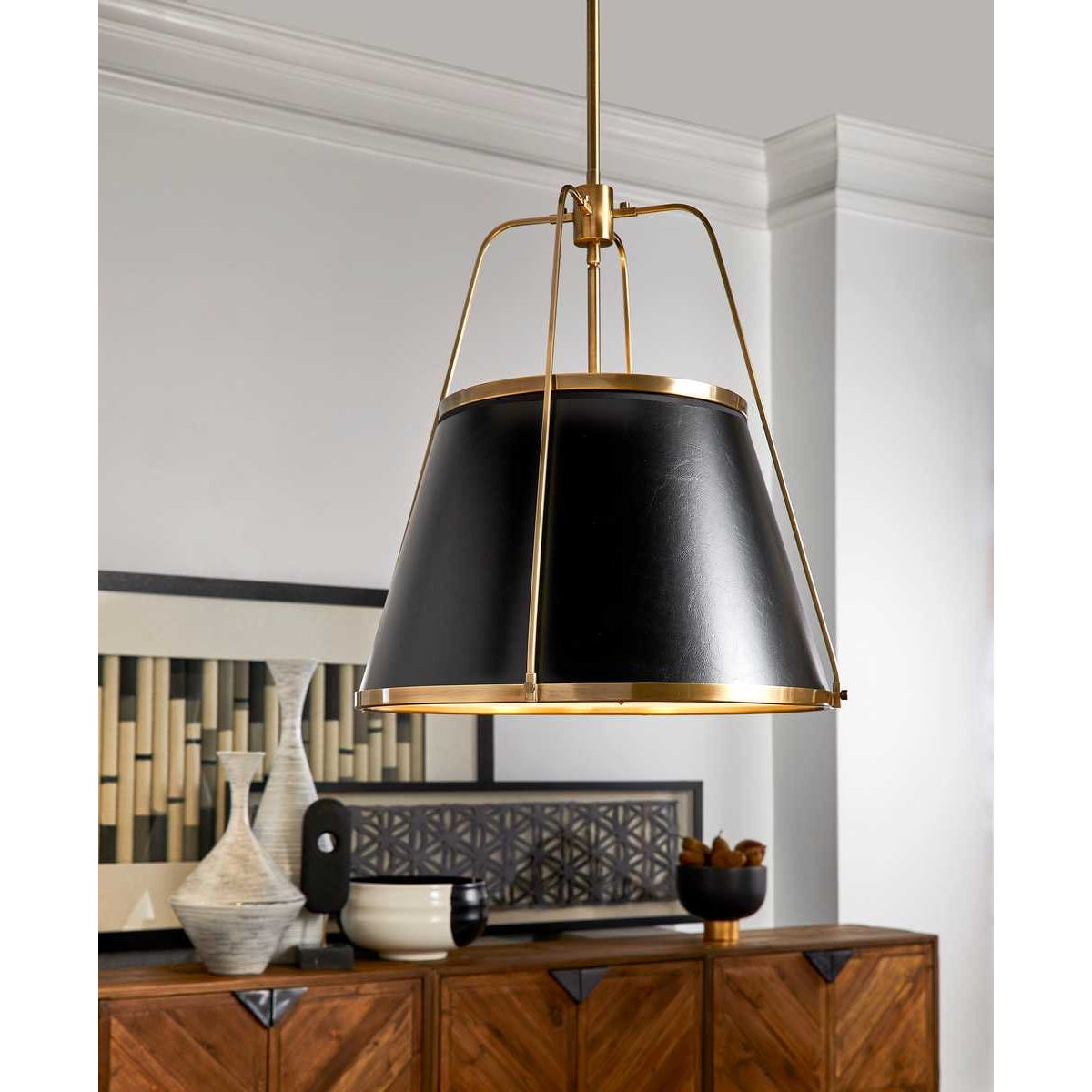 Leather Classic, 4 Lt Pendant - Black