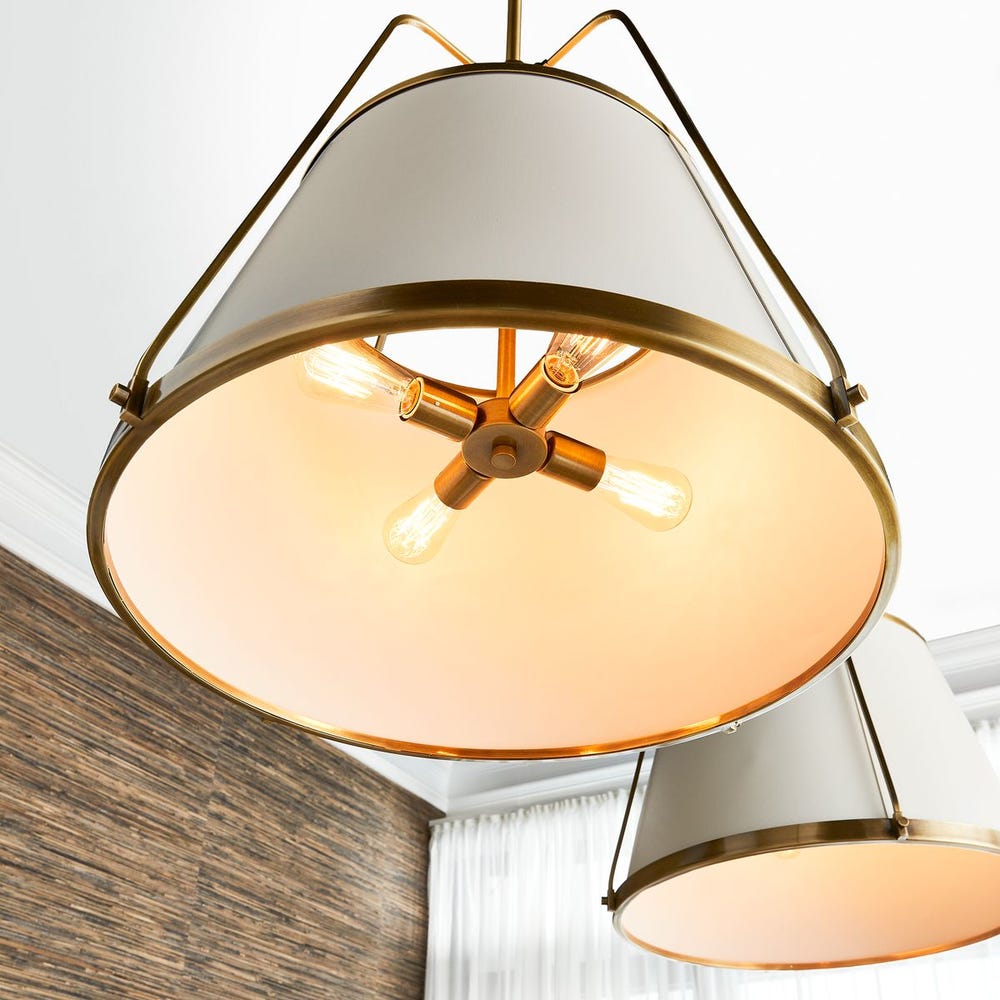 Leather Classic, 4 Lt Pendant - White