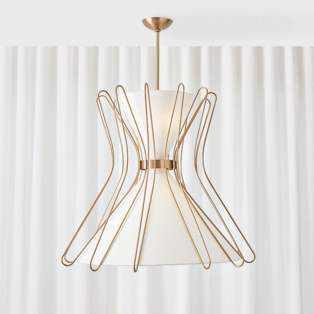 Boomerang, 4 Lt Pendant - Brass Grande