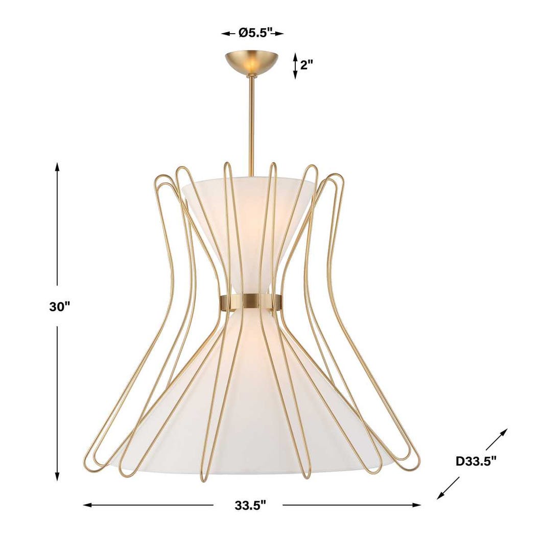 Boomerang, 4 Lt Pendant - Brass Grande