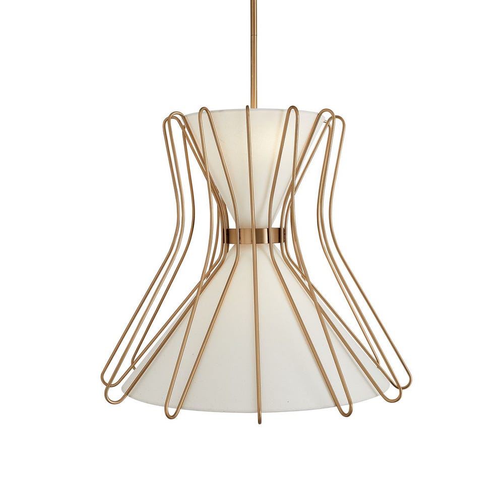 Boomerang, 4 Lt Pendant - Brass Medium