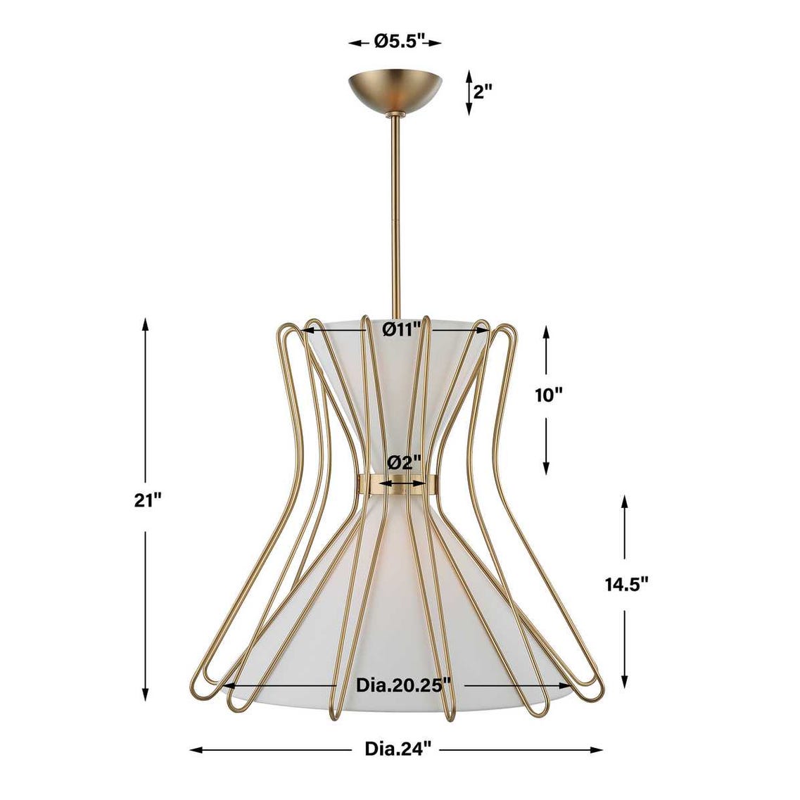 Boomerang, 4 Lt Pendant - Brass Medium