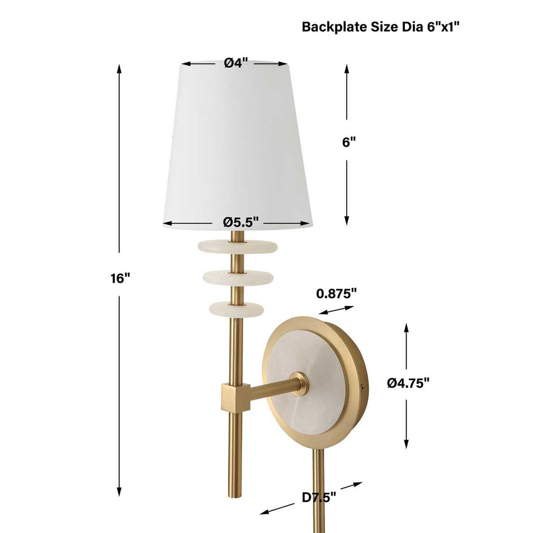 Alabaster Torch, 1 Lt Sconce