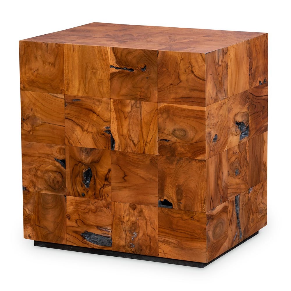 Teak Tac Toe End Table - Caramel