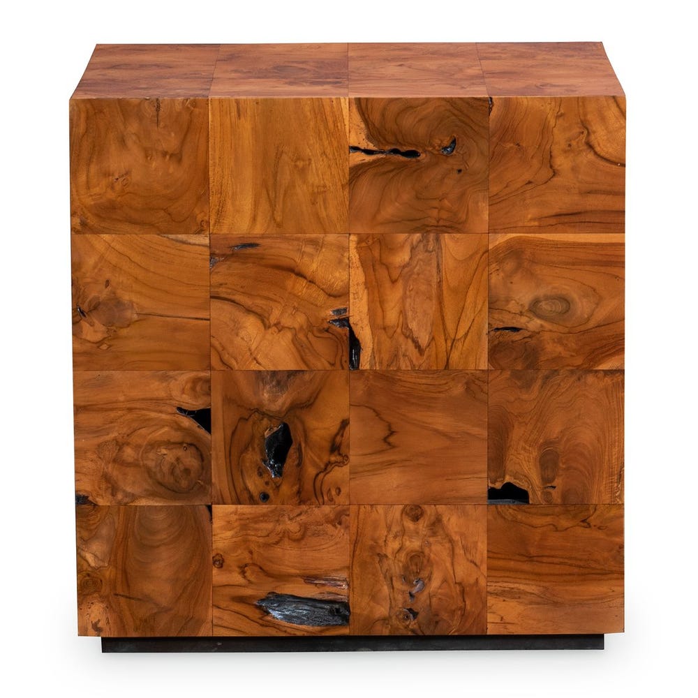 Teak Tac Toe End Table - Caramel