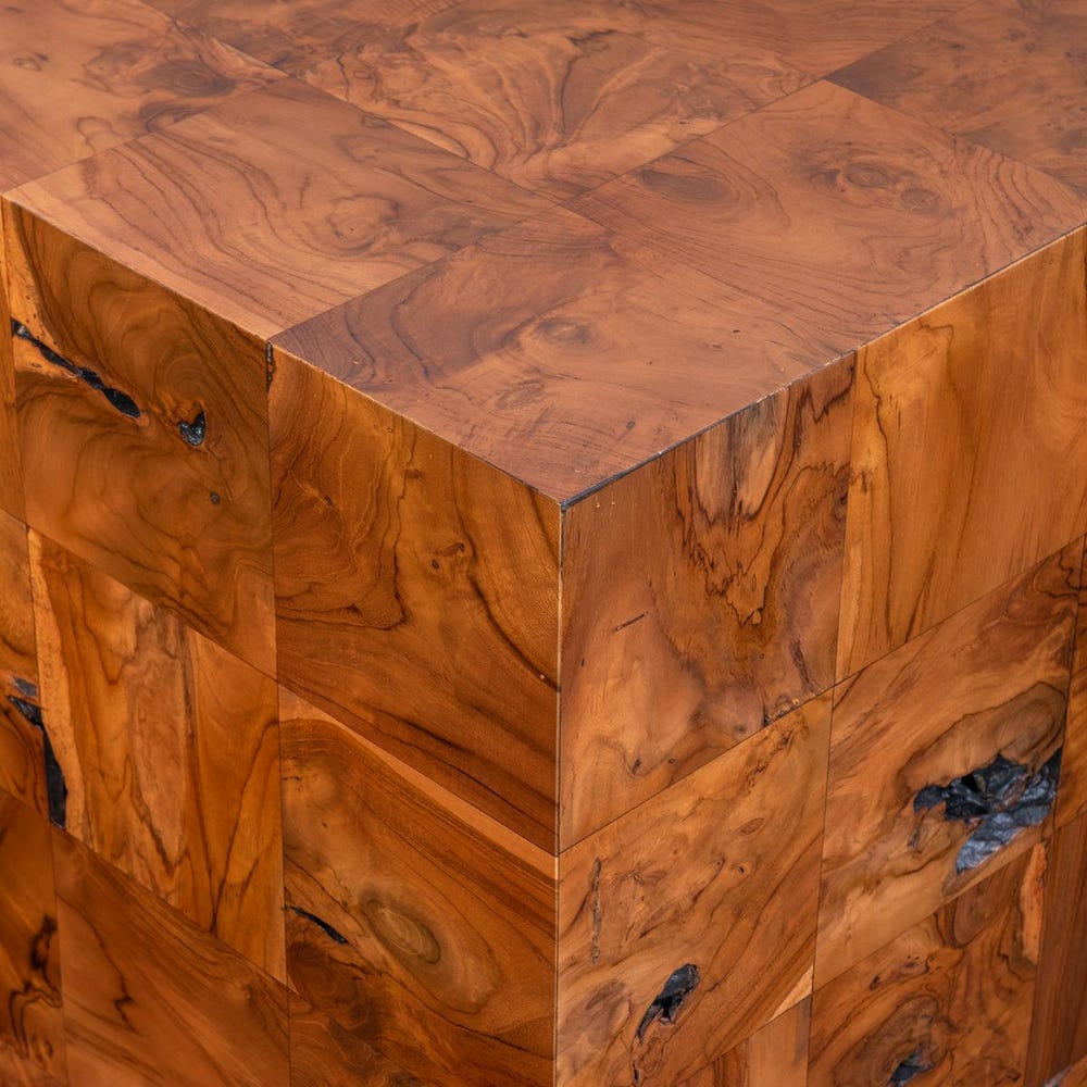 Teak Tac Toe End Table - Caramel